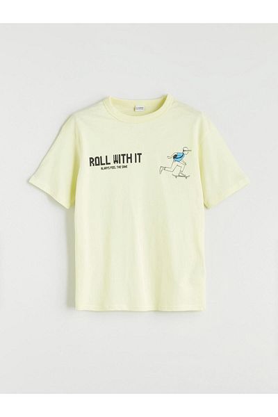LC Waikiki Green Crew Neck Boy's T-Shirt
