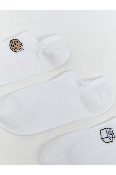 LC Waikiki Ecru Printed Women's Sneaker Socks 5-Piece