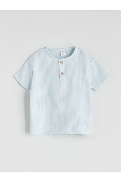 LC Waikiki Button Collar Baby Boy T-Shirt and Shorts 2-Piece