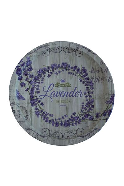 PUFO Round metal plate type tray Pufo Purple lavender for serving dessert, cakes, appetizers, 33 cm