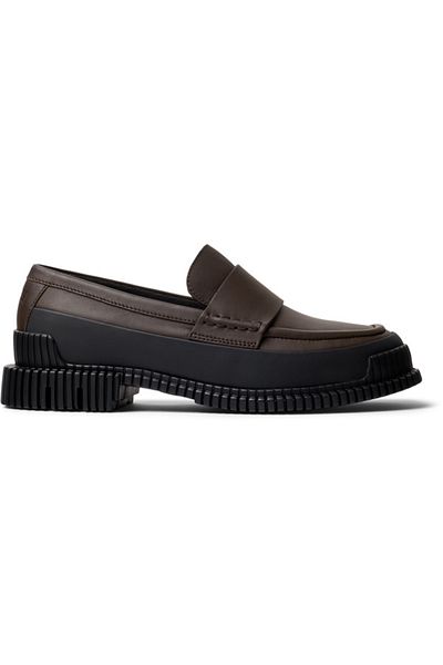 CAMPER Women's Brown-Black Color Block Genuine Leather Flats with Soft Soles and Light Heels Pix