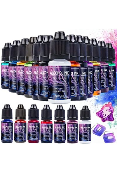 MASTRO Art Alkol Mürekkep Seti, Yüksek Pigment alkol ink Resinart ve Yupo Çalışmaları İçin 22'li Set