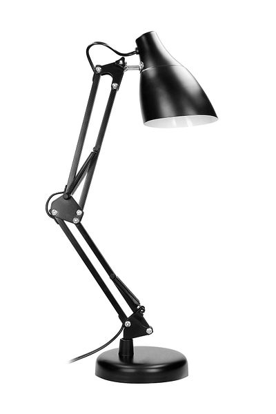 Virone DIAN DL-1/B desk lamp, E27, 60 W, 3 movable joints, 110 cm cable with switch, steel, black