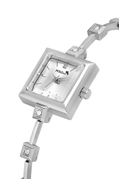 Polo Air ساعة يد نسائية بسوار حجري مربع الشكل لون فضي PL-1543B2x