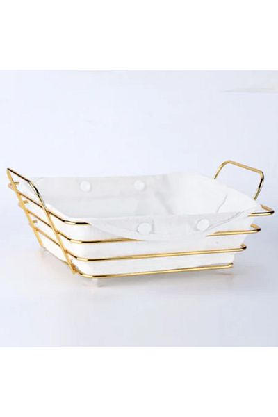 ABYZ Bread basket, metallic, rectangular with removable textile cover, 26X19x8cm, gold ABYZ®™