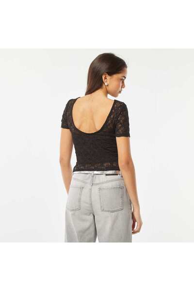 KIABI Lace T-shirt with bare back BLACK