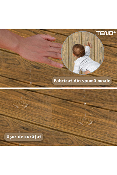 Teno Set 70x Tapet Panou 3D Teno®, Model Lemn, suprafata acoperire 34.3 mp, 70x70 cm, maro stejar