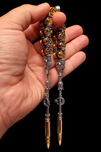 EHİNOS Sertifikalı Mermi Tasarım 110gr 925 Ayar Gümüş Tespih Zaza Tespih