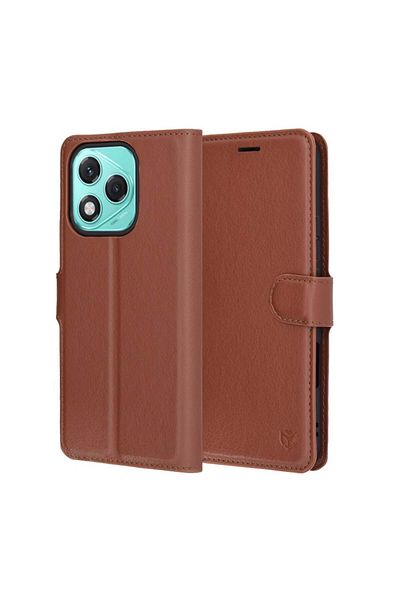 SKYDDAR INNOVATION Husă pentru Honor 400 Lite, portofel din piele, tip carte, cu portofel interior, maro, set de autocolante