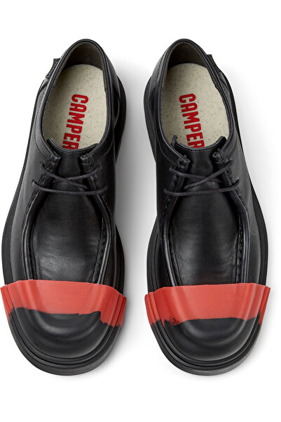 CAMPER Women's Black Genuine Leather Lace-Up Classic Shoes with Removable Detail & Comfort Sole Junction