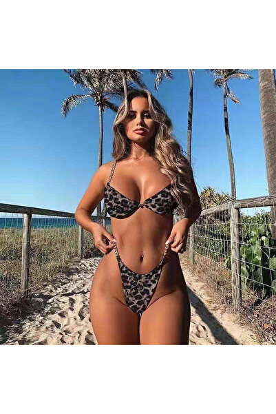 WildFashion Costum de baie in 2 piese cu lant metalic auriu SW2531-99 M/L