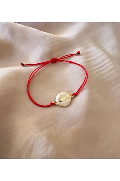 Atelier Çağla Gold Color Fish Red String Bracelet
