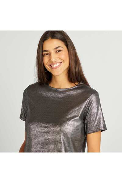 KIABI Short-sleeved metallic T-shirt GREY