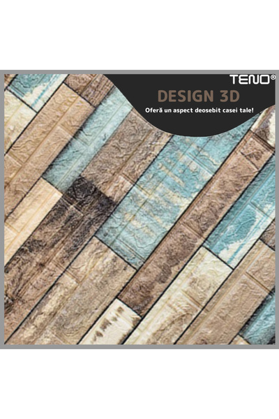 Teno Set 90x Tapet 3D Teno®, Model Lemn, suprafata acoperire 47.7 mp, 70x77 cm, multicolor