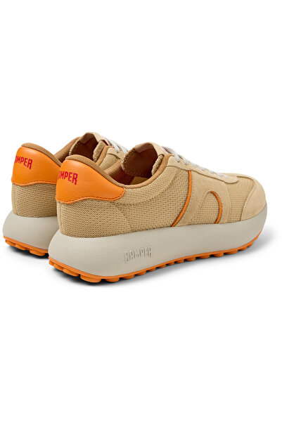 CAMPER Women's Beige-Orange Color Block Soft Sole Sneakers with Laces PelotasAthens