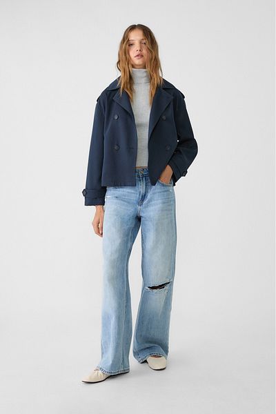 Stradivarius Short trench coat with belt