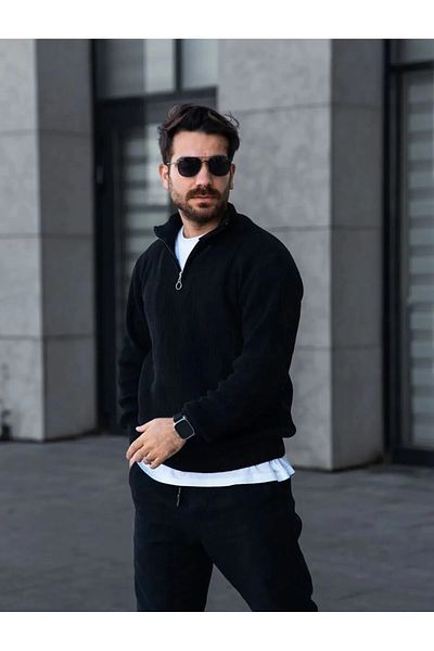 Kültür Boutique Lisy 3-PIECE Men's Stand-Up Collar Half-Zip Sweater Pullover