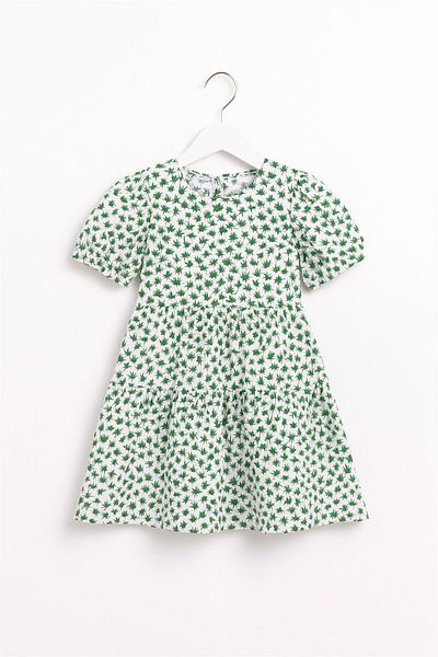 SeaBubbles Palm Patterned Girl's Summer Dress