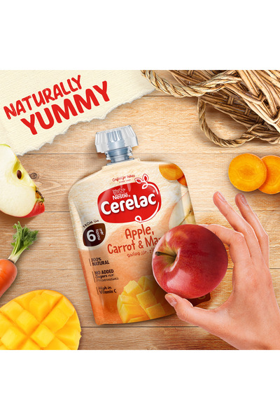 Cerelac Nestle Cerelac Fruits & Vegetables Puree Pouch Apple Carrot & Mango From 6 Months
