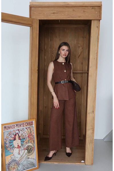 Ekim Store Linen Belted Vest Blazer Suit