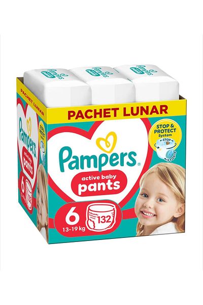 Pampers Scutece-Chilotel Pampers Active Baby PantsXXL Box, Marimea 6, 13kg-19kg, 132 buc