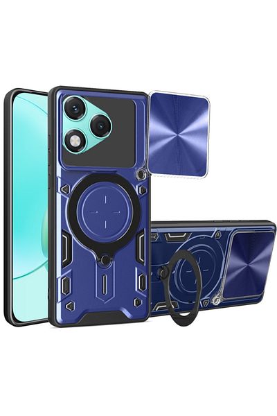 SKYDDAR INNOVATION Husă pentru Honor 400 Lite, SafeCover, inel magnetic, protecție cameră, albastră, set autocolante