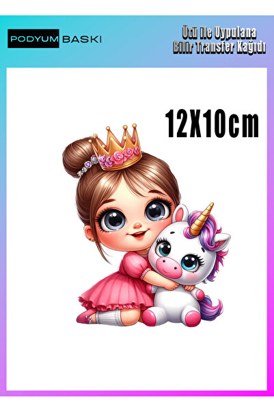 podyum baskı Ütü Ile Yapışan Tekstil Dtf Baskı Tişört Baskısı unicorn ve kız ...