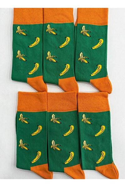 Genel Markalar 6'lı Paket Unisex Muz Desenli Soket Çorap