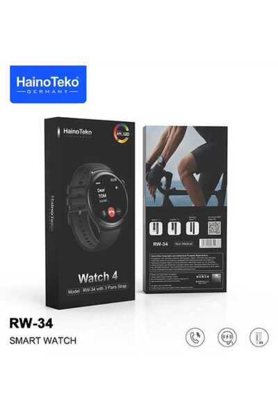 haino teko germany Hino Teko RW34 Smart Watch with IPS HD AMOLED Display and Three Straps: Silicone, Stainless Steel, and Leather