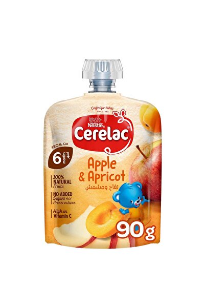 Cerelac Nestle Apple & Apricot Puree From 6 Months 90 G , No Added Sugar, Healthy Baby Food