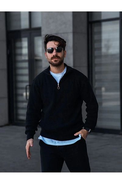 Kültür Boutique Lisy 3-PIECE Men's Stand-Up Collar Half-Zip Sweater Pullover