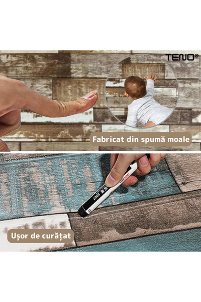 Teno Set 90x Tapet Panou 3D Teno®, Model Lemn, suprafata acoperire 44.1 mp, 70x70 cm, maro