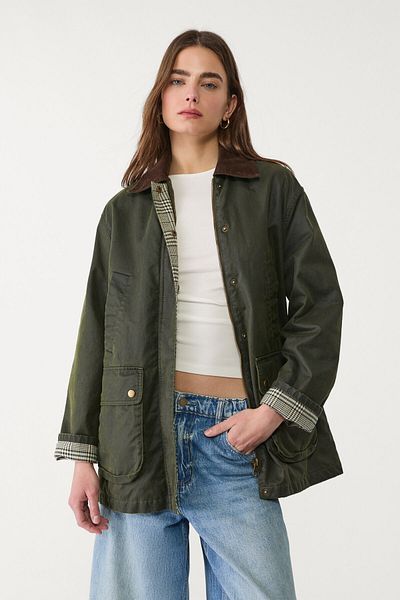 Stradivarius Waxed parka with multiple pockets