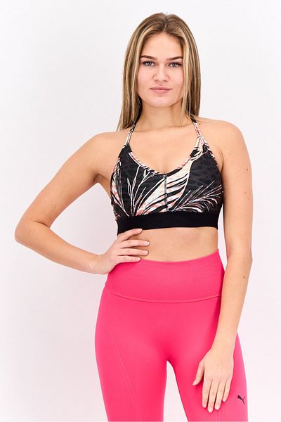 Puma Women Printed Non Padded Sports Bra, Multicolor