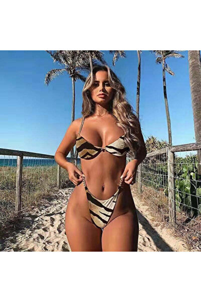 WildFashion Costum de bai in 2 piese accesorizat cu lanturi metalice SW2531B-99 S