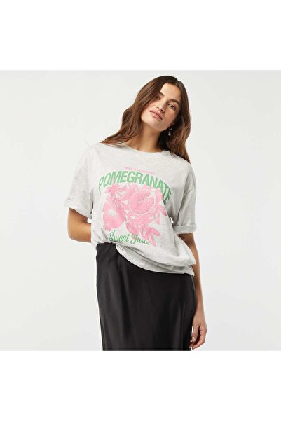 KIABI Printed short-sleeved jersey T-shirt GREY