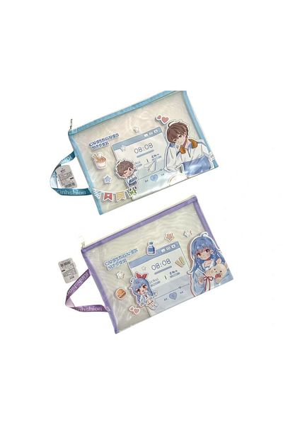 Odak Kt41043 Zippered Anime Handle Mesh A4 Bag (Mesh File) - Single