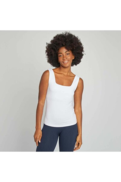 KIABI Stretch T-shirt with square neckline WHITE