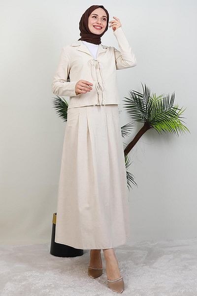 giz astore Jacketed Linen Double Suit Cream