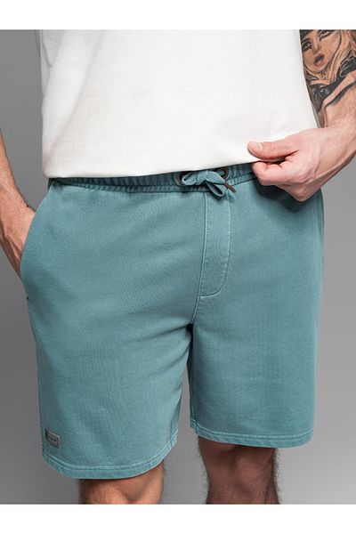 OMBRE Kurze Sweatshorts im Athleisure-Stil für Herren im RELAXED FIT-Stil - Türkis V1 OM-SRWS-0122 XL