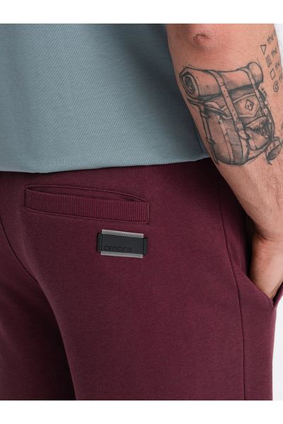 OMBRE BASIC Herren Baumwoll-Sweatshorts - Kastanienbraun V3 OM-SRBS-0149 M