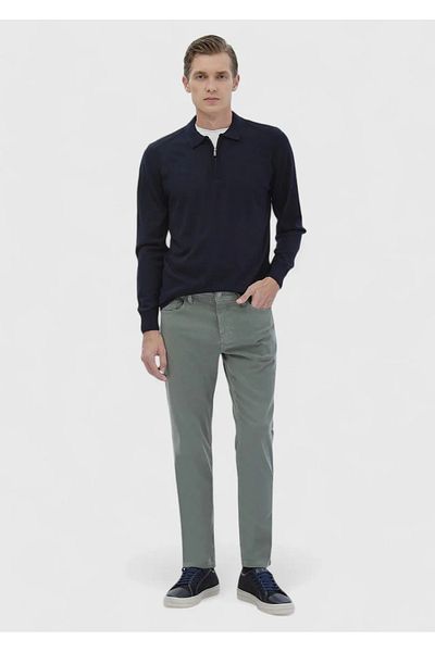 Ramsey Πλεκτό με μαλλί με γιακά Navy Blue Polo