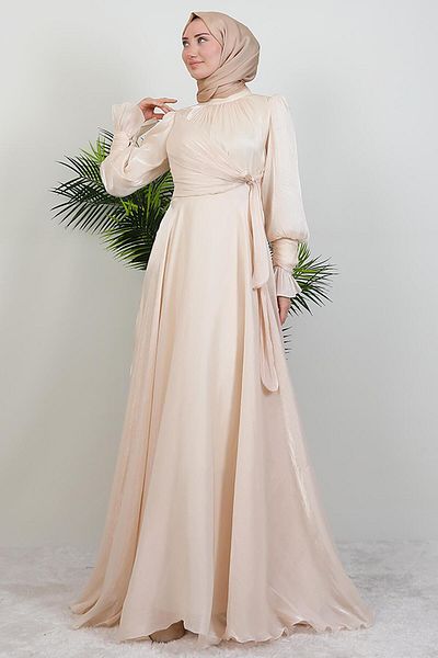 giz astore Bow Detail Silk Evening Dress Melon