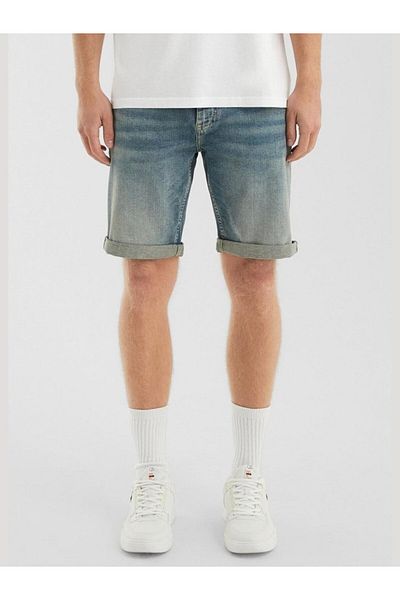 QS by s.Oliver Men's Denim Shorts, Mid-rise John, Regular Fit, Faded Look, Blue