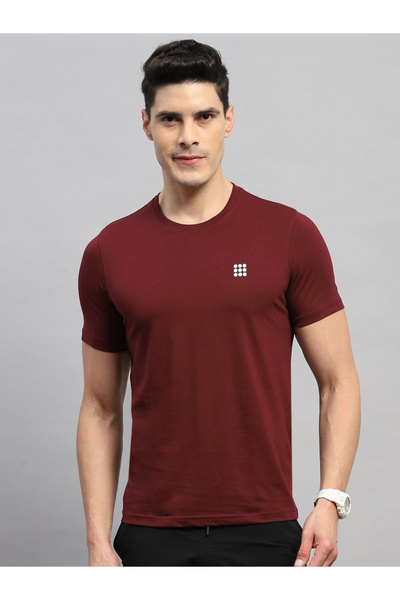 Rock.it By Styli تي شيرت رجالي بلون النبيذ برقبة دائرية