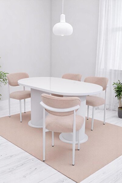 Erezogulları Mobilya Bohem Polo Lak Panel Açılır Yemek Masa Sandalye Takımı 90x160cm