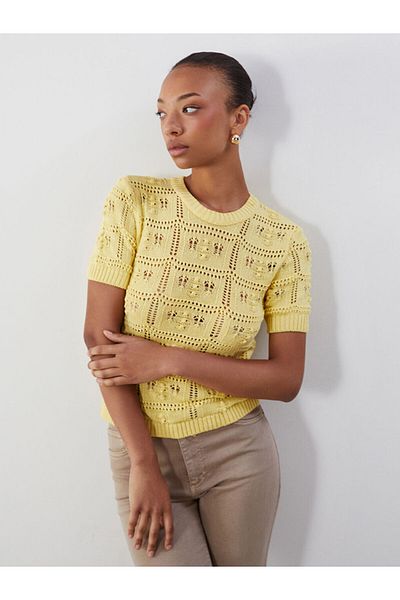 LC Waikiki New Season Crew Neck Openwork Women's Knitwear Sweater - S5Ps13Z8
