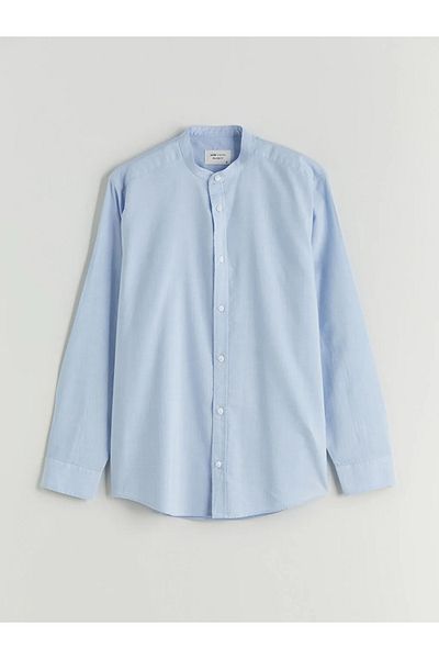 LC Waikiki Lcw Vision Blue Comfortable Fit Dominant Collar Long Sleeve Men's Shirt