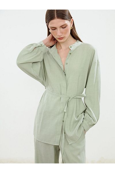 LC Waikiki New Season Judge Collar Linen Blend Women's Shirt Tunic - S5Fg79Z8