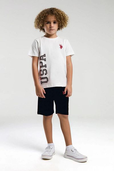 U.S. Polo Assn. 2019 Costum de pijama cu mânecă scurtă pentru băiat cu logo și pantaloni scurți